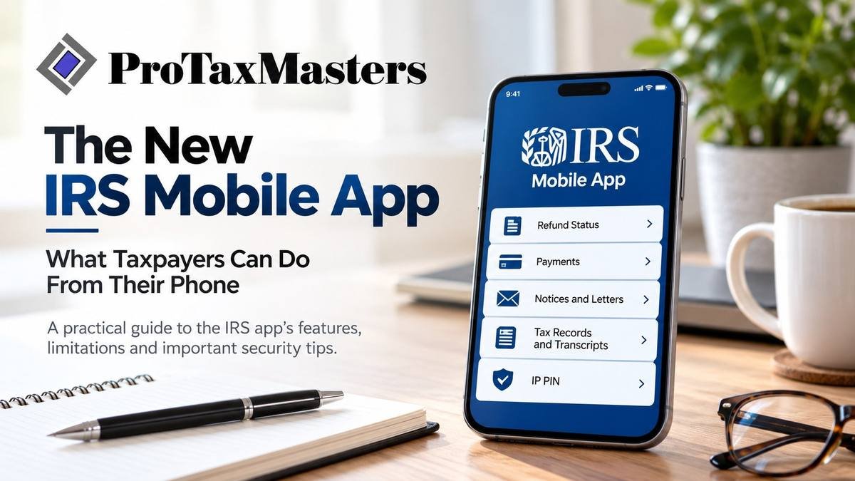 Smartphone representing secure access to the new IRS mobile app and taxpayer account services