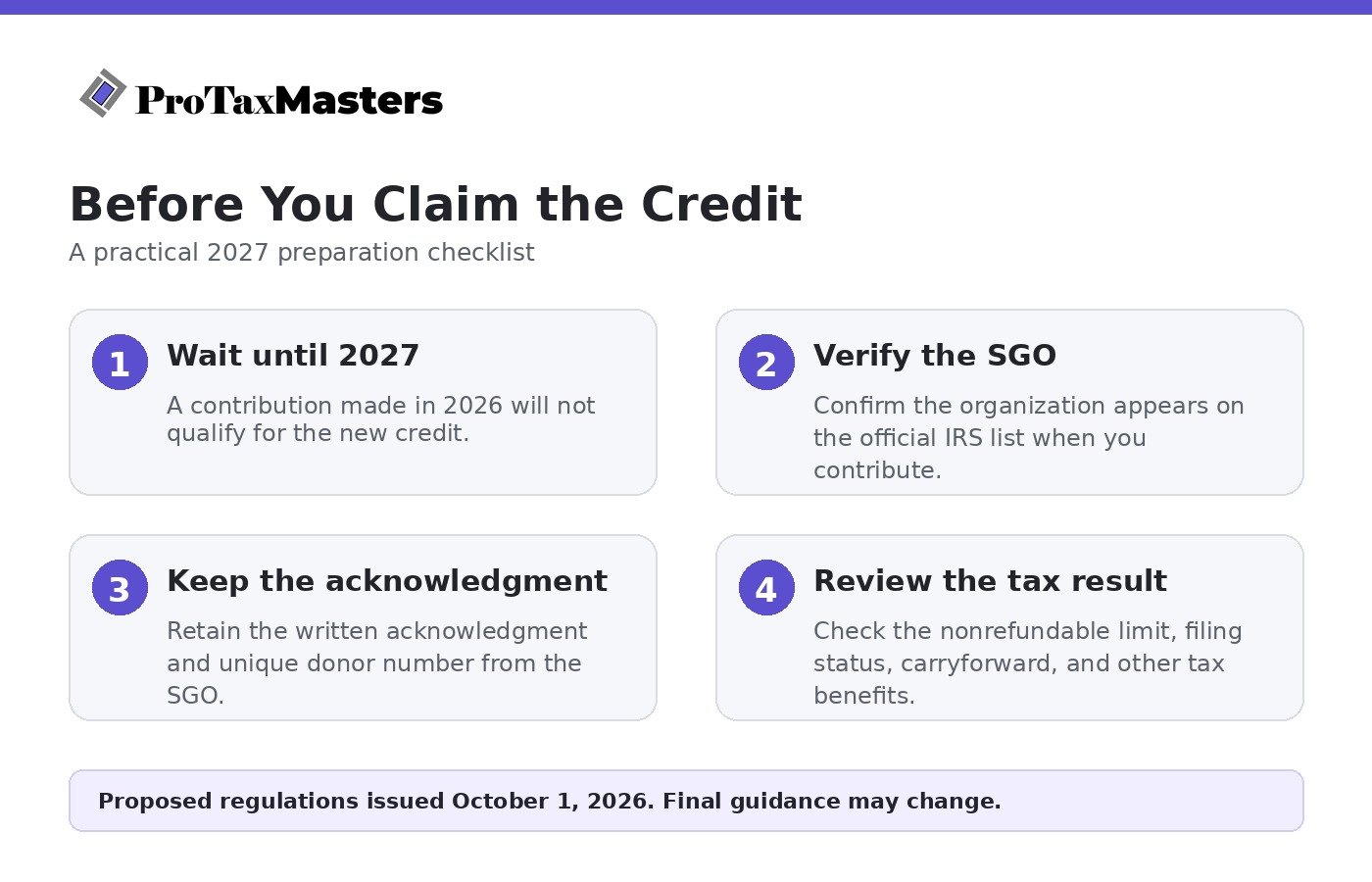 Four steps to consider before claiming the 2027 federal scholarship tax credit